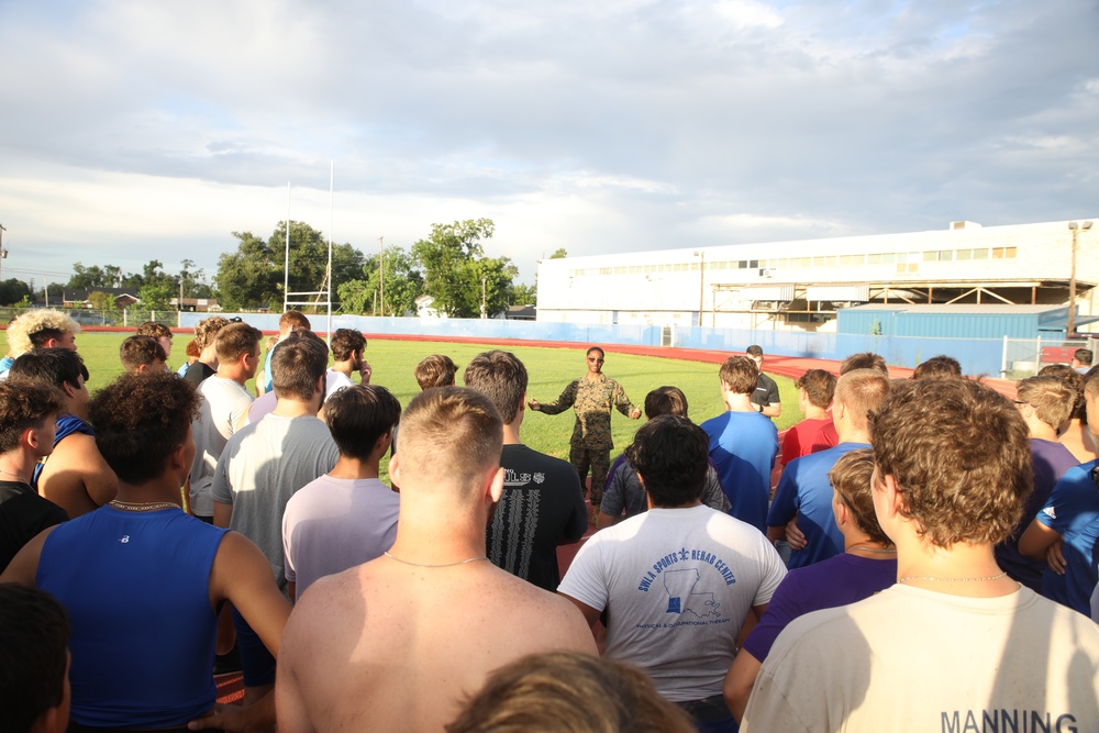 U.S. Marines Held a Modified Combat Fitness Test at Sulphur High School