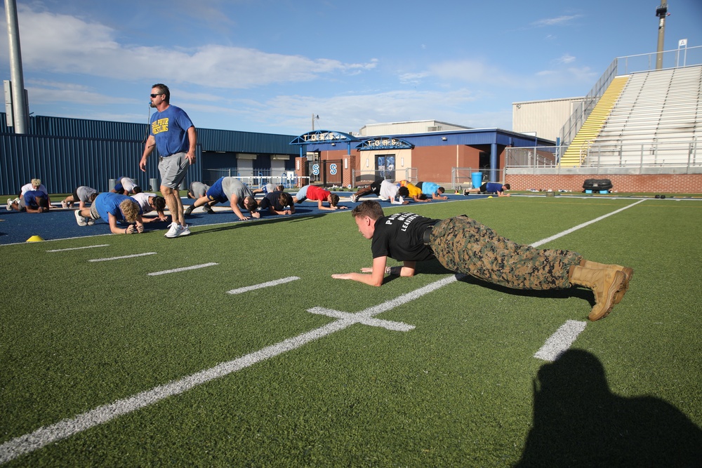 U.S. Marines Held a Modified Combat Fitness Test at Sulphur High School