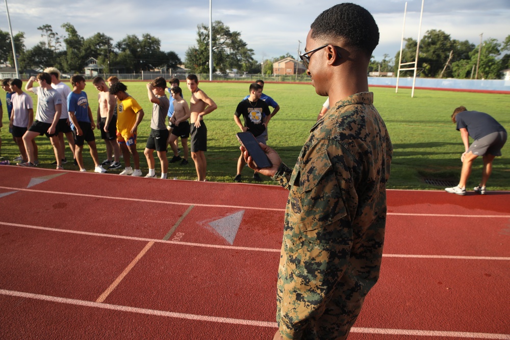 U.S. Marines Held a Modified Combat Fitness Test at Sulphur High School