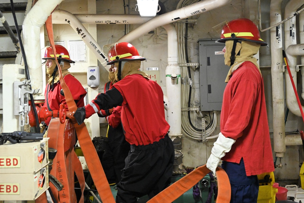 Coast Guard Cutter Healy trains while underway