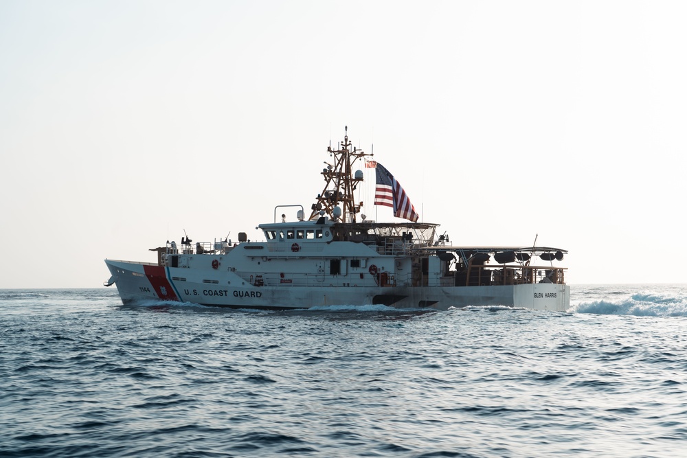 USCG Fast Response Cutter Glen Harris (WPC 1144) transit the Strait of Hormuz