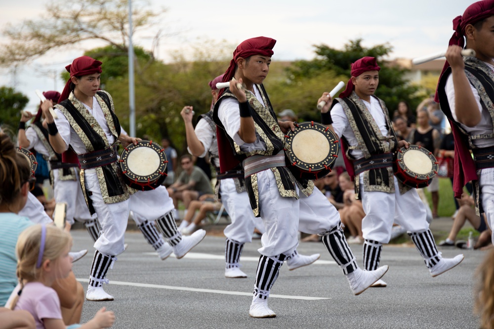 Jaagaru Eisa Group performs an Eisa march through military housing