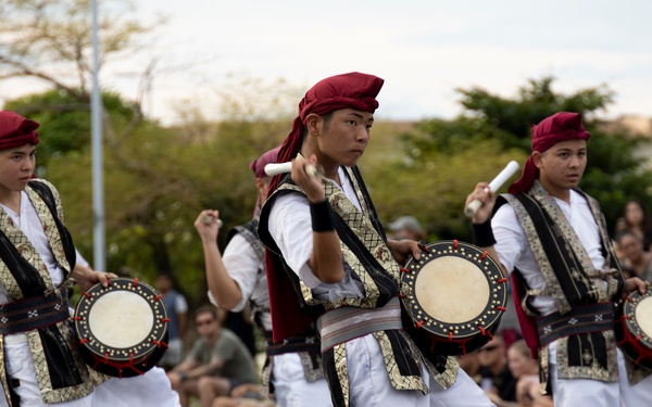 Jaagaru Eisa Group performs an Eisa march through military housing