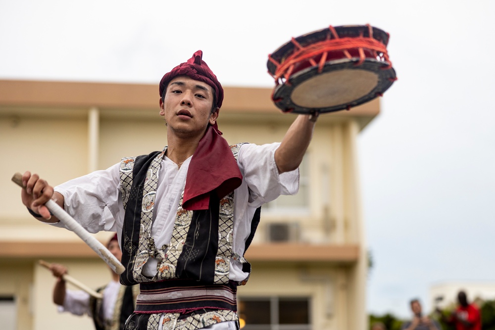 Jaagaru Eisa Group performs an Eisa march through military housing