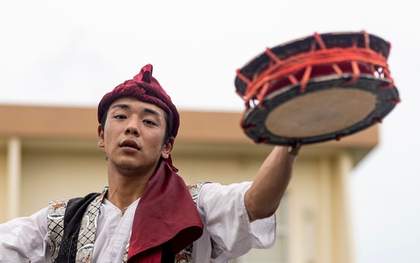 Jaagaru Eisa Group performs an Eisa march through military housing