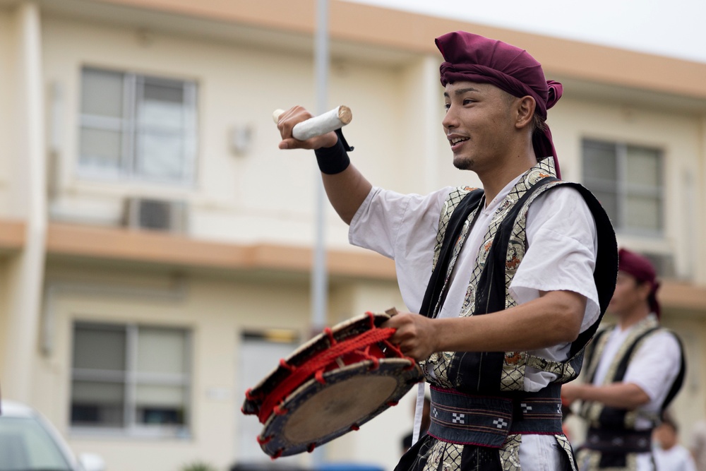 Jaagaru Eisa Group performs an Eisa march through military housing