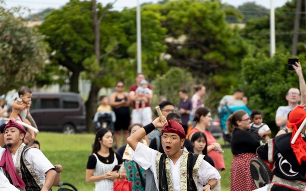 Jaagaru Eisa Group performs an Eisa march through military housing