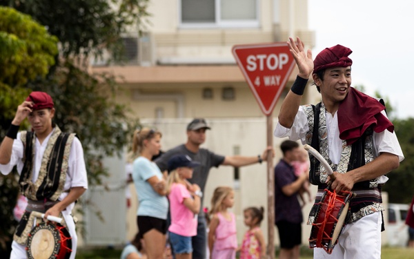 Jaagaru Eisa Group performs an Eisa march through military housing