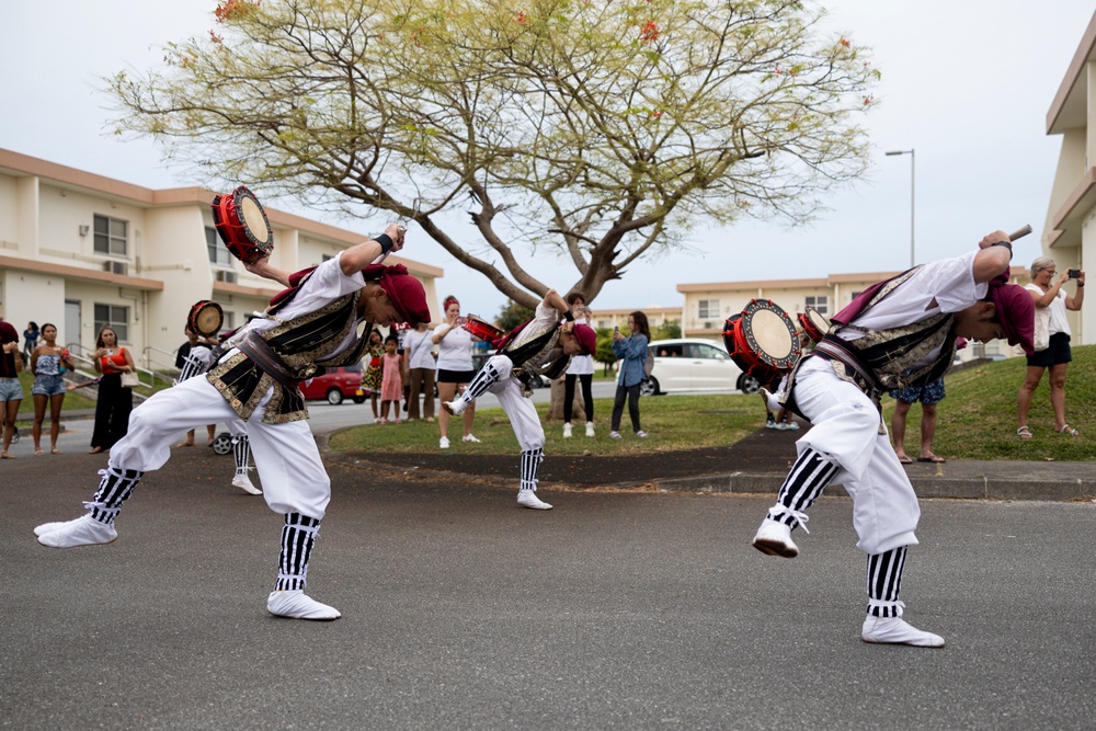 Jaagaru Eisa Group performs an Eisa march through military housing