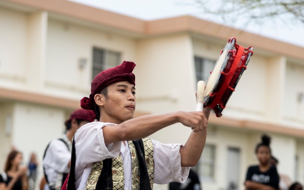 Jaagaru Eisa Group performs an Eisa march through military housing