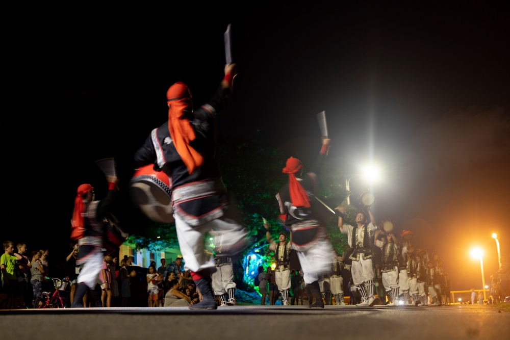 Jaagaru Eisa Group performs an Eisa march through military housing