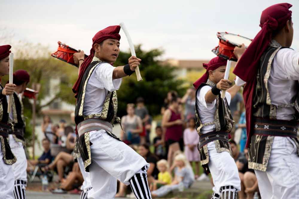 Jaagaru Eisa Group performs an Eisa march through military housing