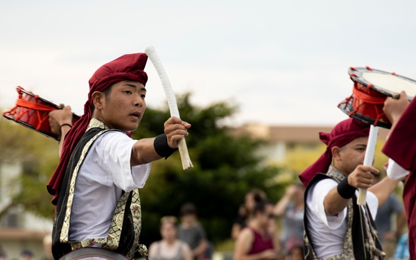 Jaagaru Eisa Group performs an Eisa march through military housing
