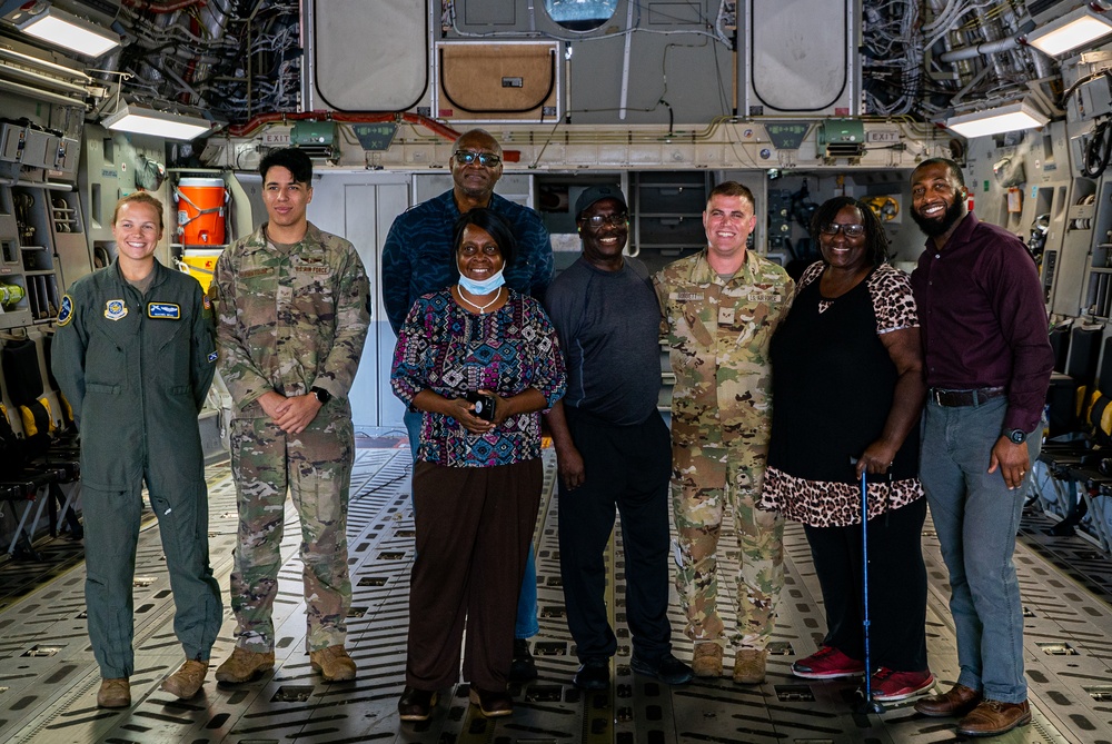 Local mayor visits AMC training field, catches a ride on C-17