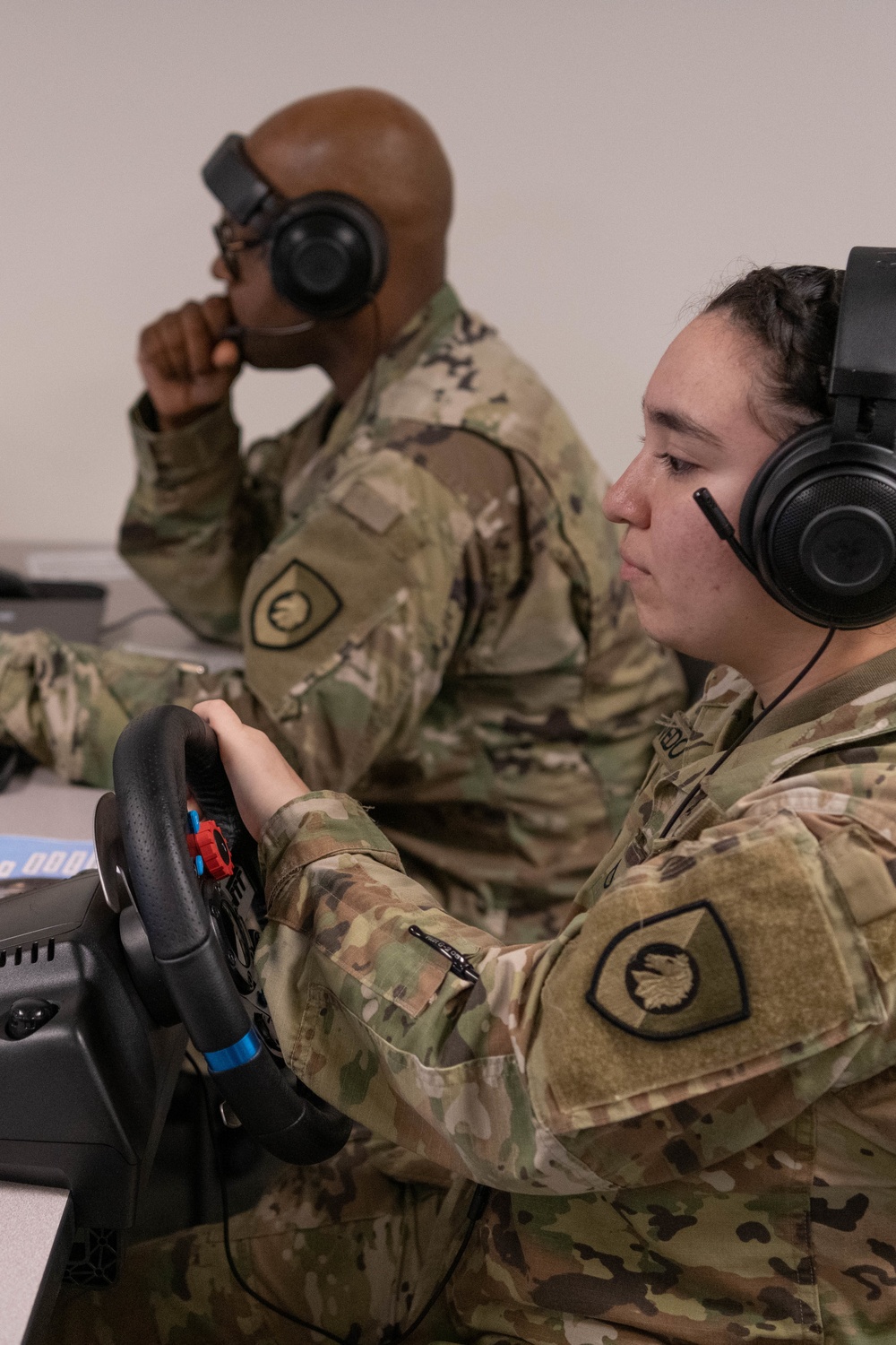 Soldiers participate in VBS3 simulator training at Fort McCoy, WI