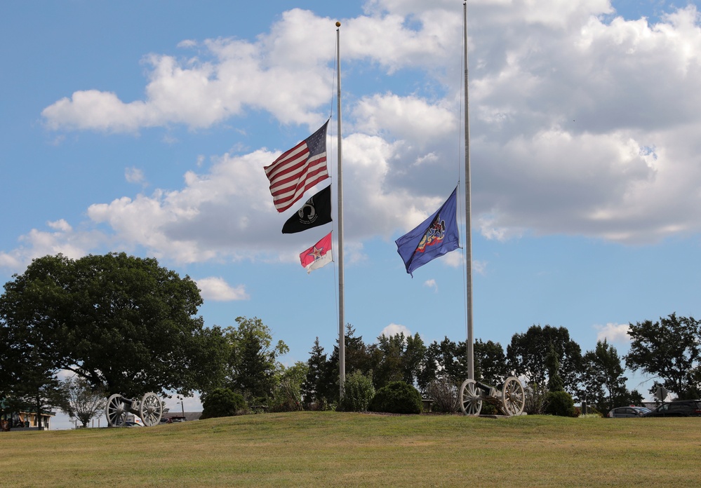 Flags fly at half-staff at Fort Indiantown Gap