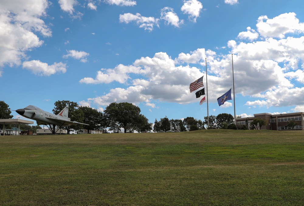 Flags fly at half-staff at Fort Indiantown Gap