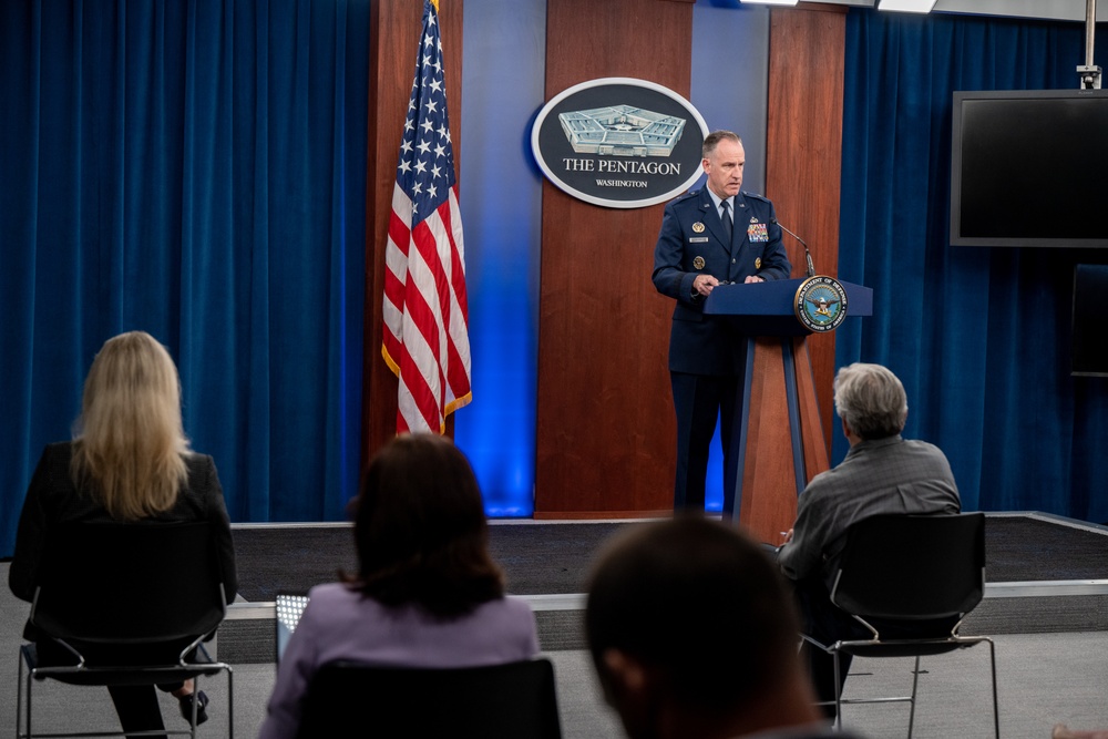 Pentagon Press Secretary, Air Force Brig. Gen. Pat Ryder, conducts press briefing