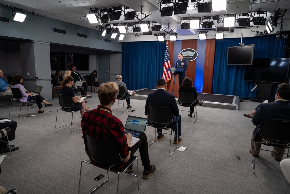 Pentagon Press Secretary, Air Force Brig. Gen. Pat Ryder, conducts press briefing