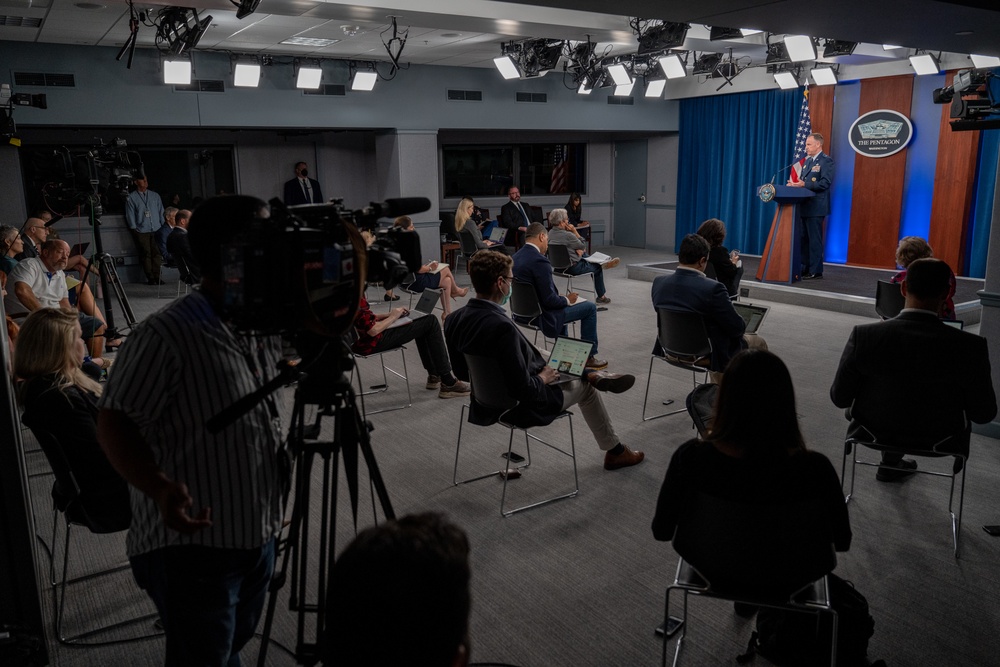 Pentagon Press Secretary, Air Force Brig. Gen. Pat Ryder, conducts press briefing