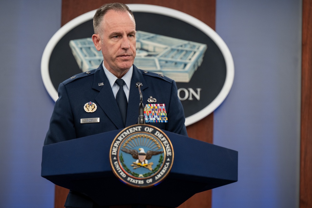 Pentagon Press Secretary, Air Force Brig. Gen. Pat Ryder, conducts press briefing