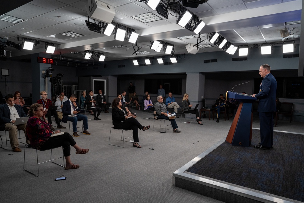 Pentagon Press Secretary, Air Force Brig. Gen. Pat Ryder, conducts press briefing