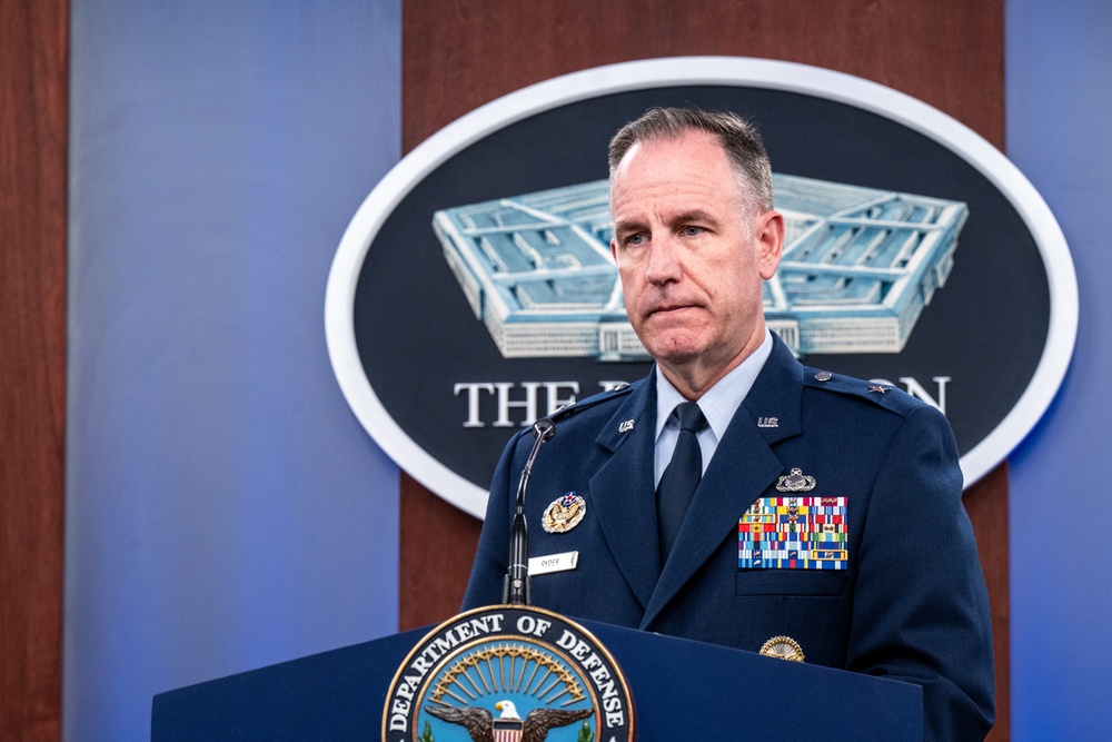 Pentagon Press Secretary, Air Force Brig. Gen. Pat Ryder, conducts press briefing