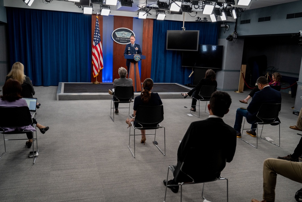 Pentagon Press Secretary, Air Force Brig. Gen. Pat Ryder, conducts press briefing