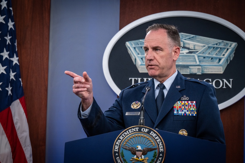 Pentagon Press Secretary, Air Force Brig. Gen. Pat Ryder, conducts press briefing