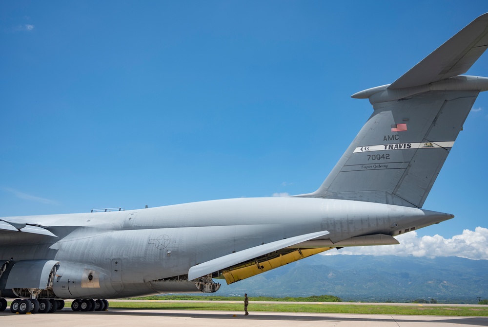 612th Air Base Squadron receives C-5M Super Galaxy Denton Cargo shipment from Travis Air Force Base