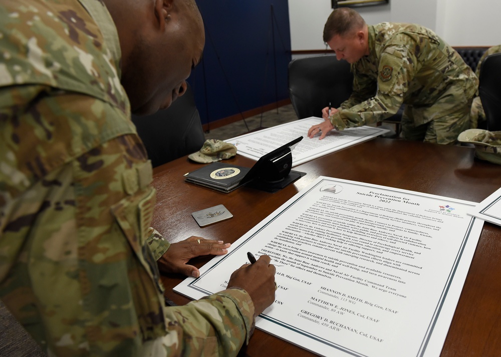 JBA leadership sign Suicide Prevention Month proclamation