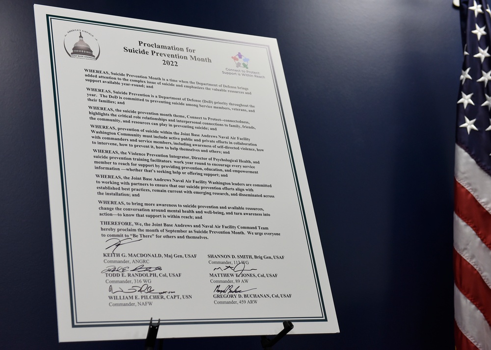 JBA leadership sign Suicide Prevention Month proclamation