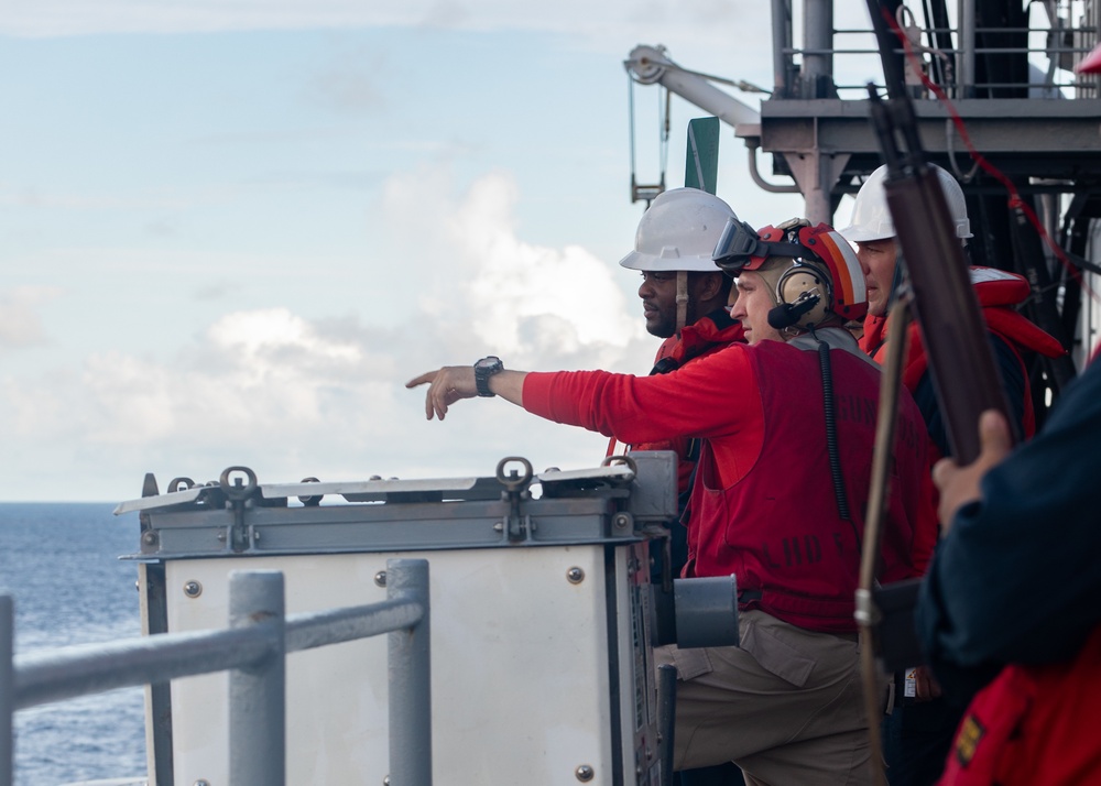 USS Bataan Sailors perform replenishment at sea