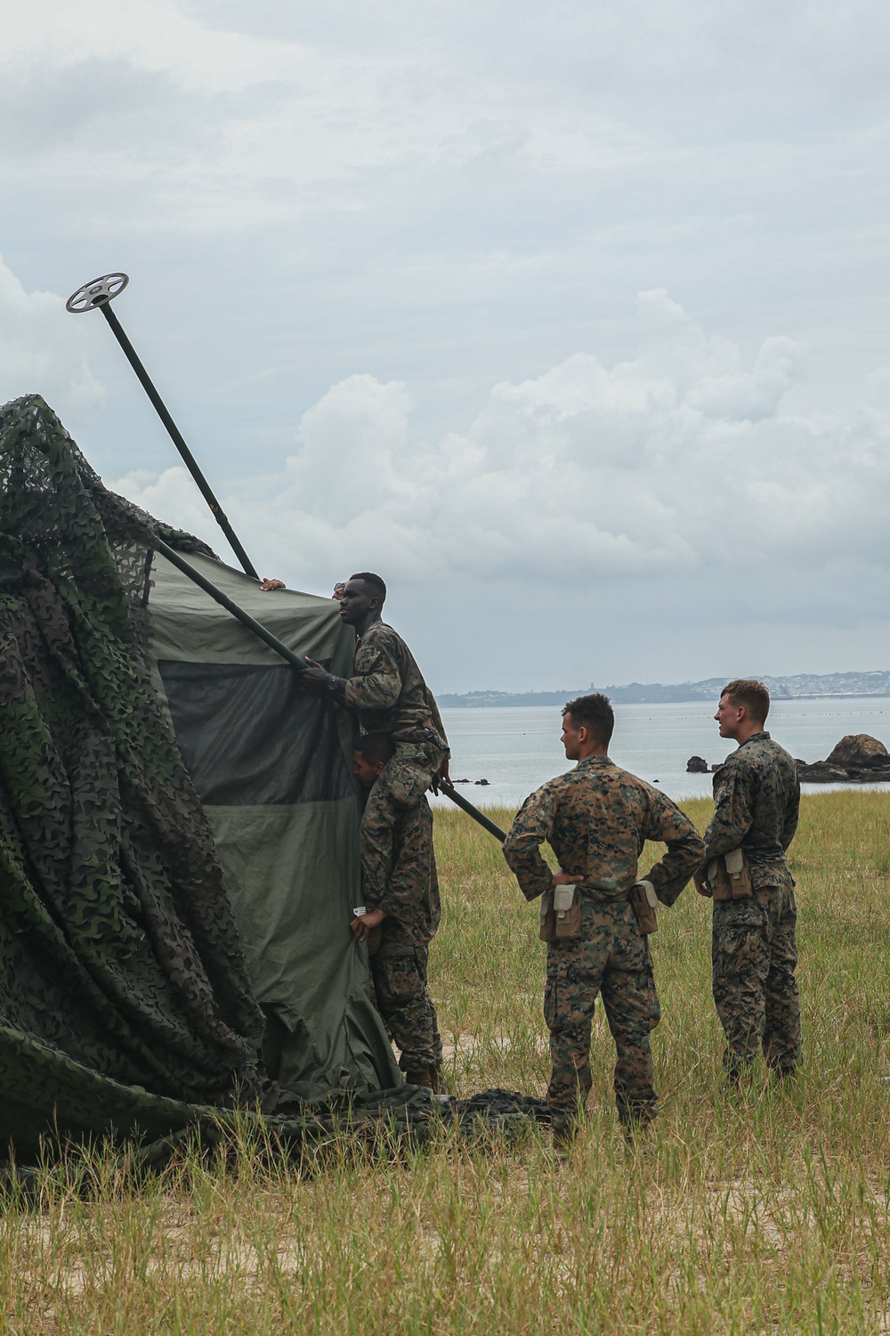 Marines with Combat Logistics Battalion 4 set up base at Kin Blue