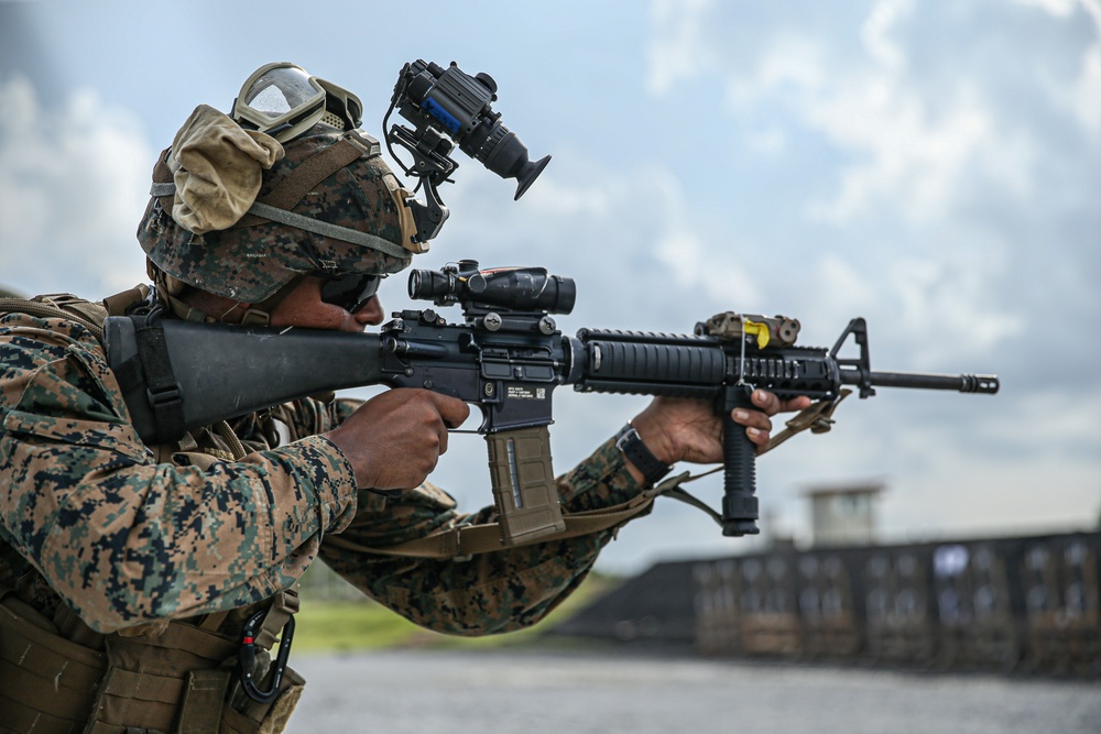 Marines with Combat Logistics Battalion 4 conduct table 5 and 6 rifle range