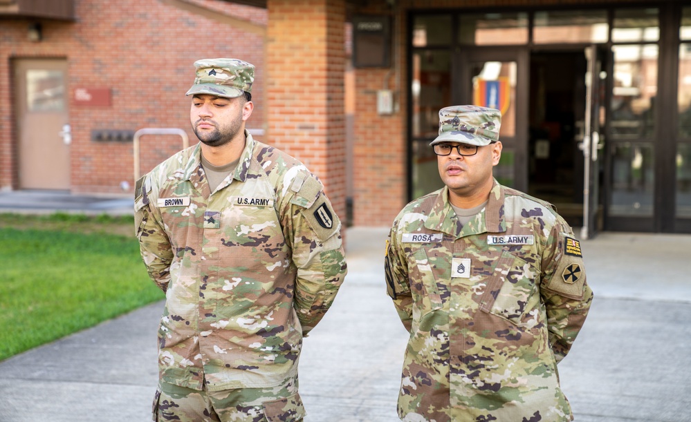 Two HHC Soldiers from 1st Signal Brigade get promoted