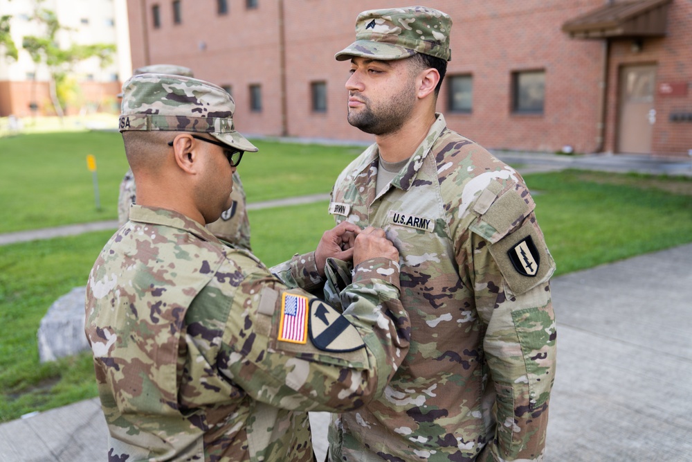 Two HHC Soldiers from 1st Signal Brigade get promoted