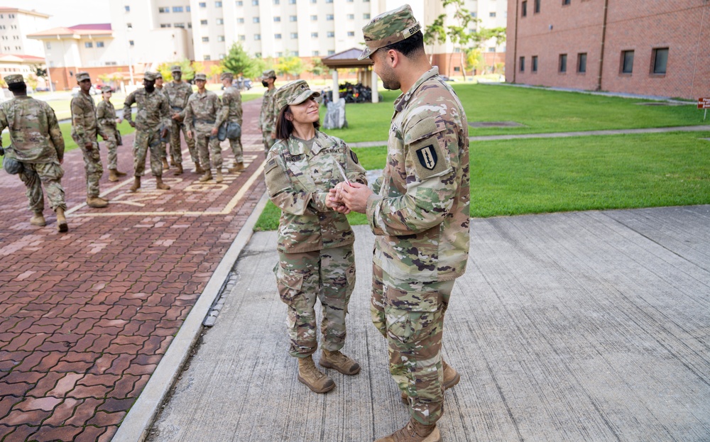 Two HHC Soldiers from 1st Signal Brigade get promoted