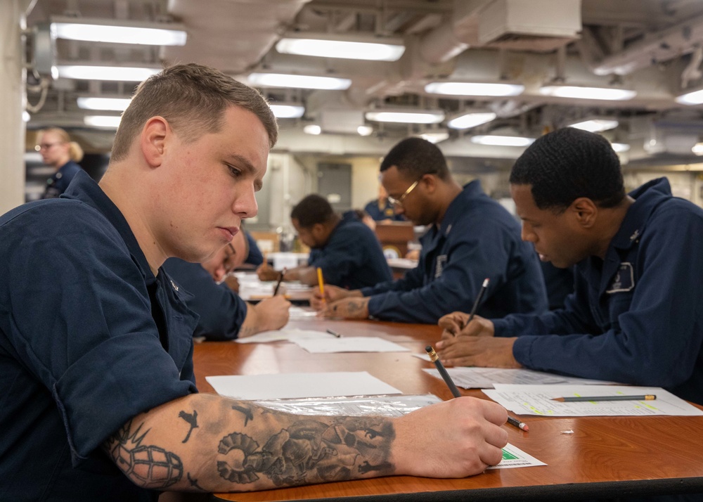 DVIDS Images USS Bataan Sailors Participate in the Navy Wide Advancement Exam [Image 4 of 4]