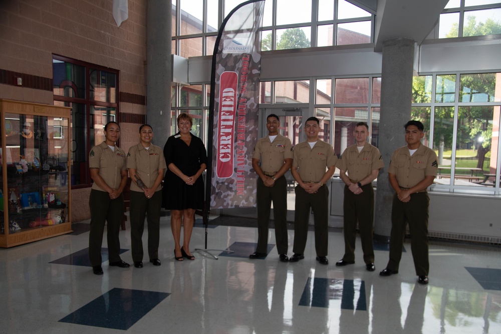U.S. Marines Greet Students on Their First Day