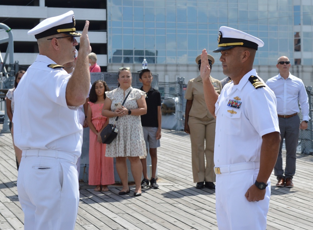 Naval Museum hosts a promotion ceremony for Navy Expeditionary Combat Command on Battleship Wisconsin