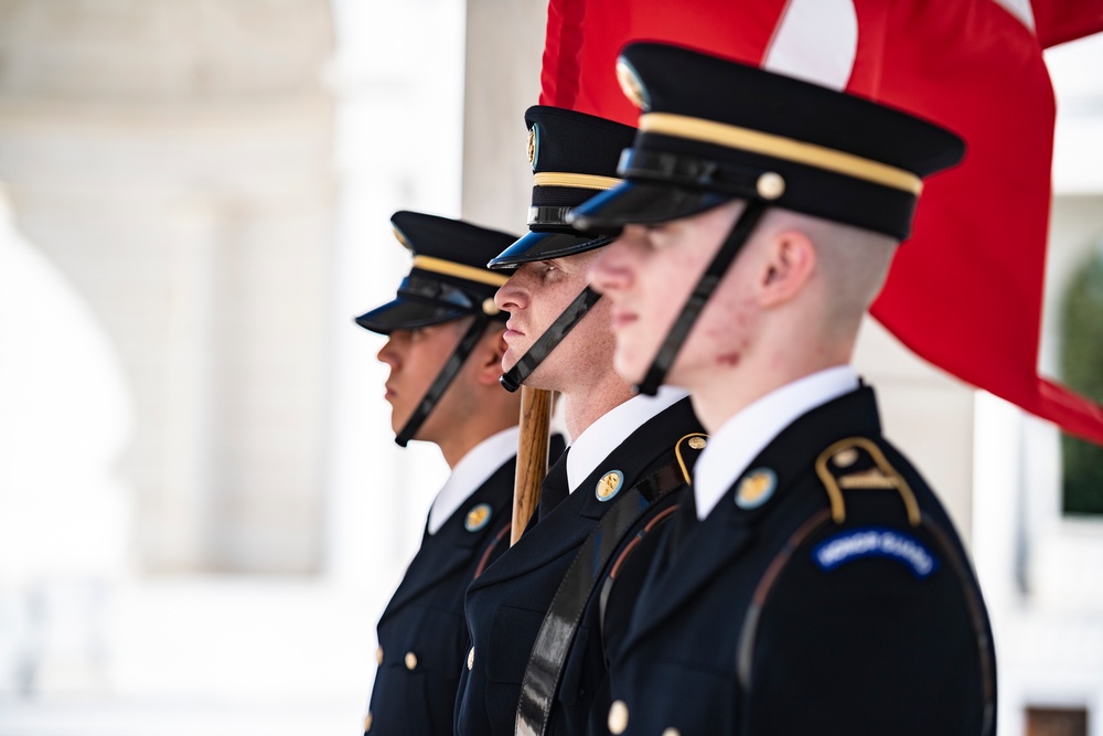 Danish Minister of Defence Morten Bødskov Participates in an Armed Forces Full Honors Wreath-Laying Ceremony at the Tomb of the Unknown Soldier