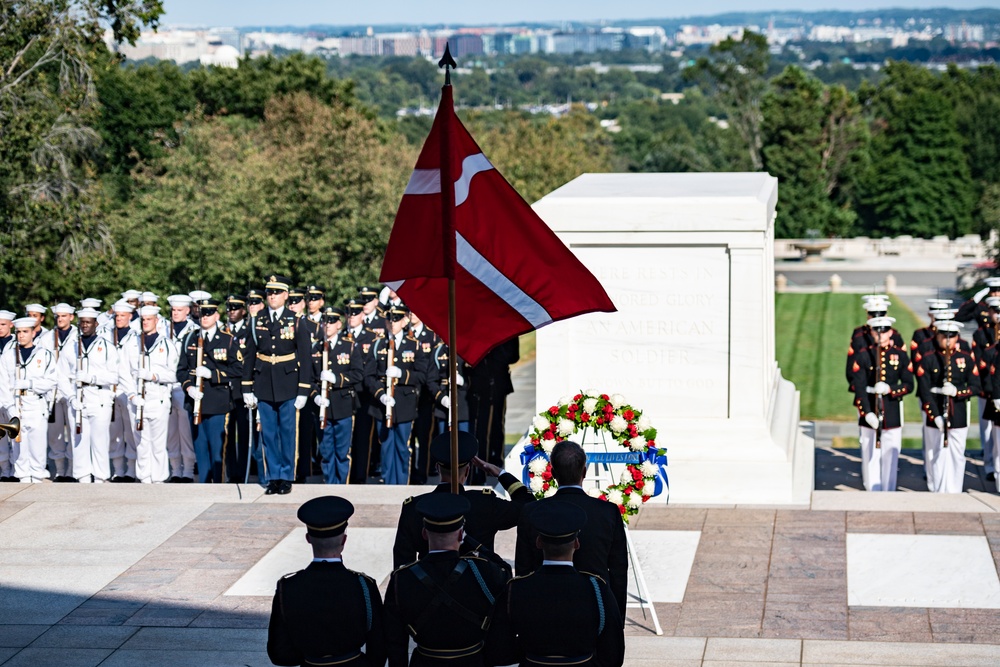 Danish Minister of Defence Morten Bødskov Participates in an Armed Forces Full Honors Wreath-Laying Ceremony at the Tomb of the Unknown Soldier