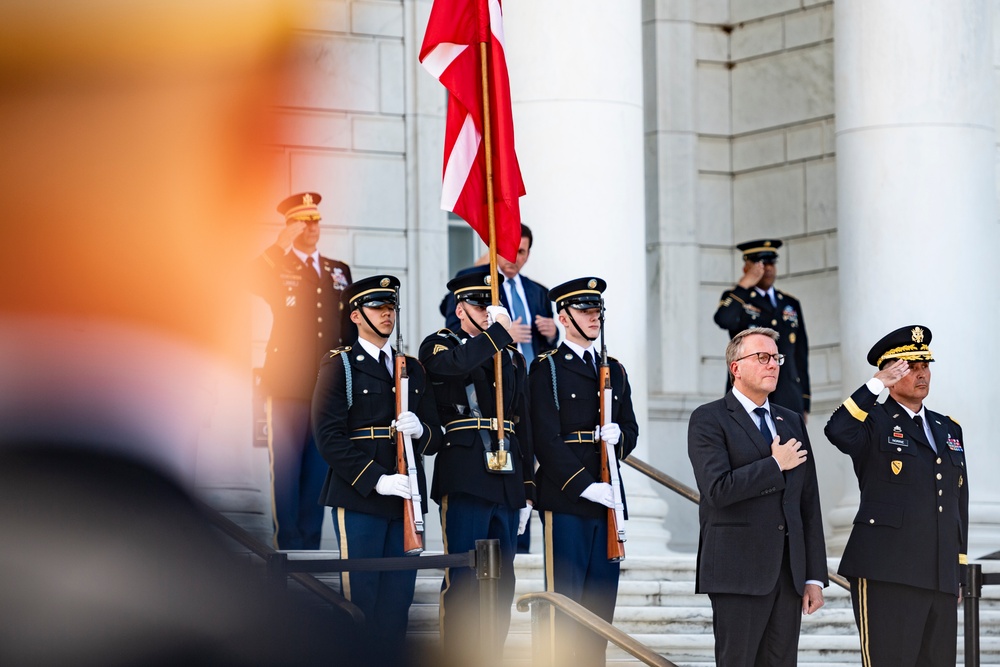 Danish Minister of Defence Morten Bødskov Participates in an Armed Forces Full Honors Wreath-Laying Ceremony at the Tomb of the Unknown Soldier