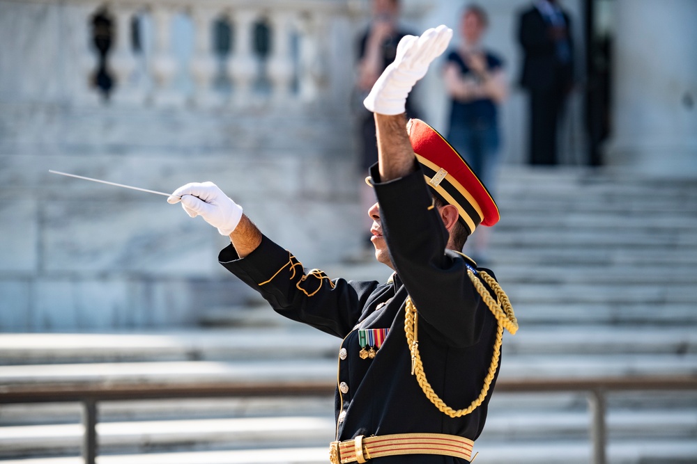 Danish Minister of Defence Morten Bødskov Participates in an Armed Forces Full Honors Wreath-Laying Ceremony at the Tomb of the Unknown Soldier