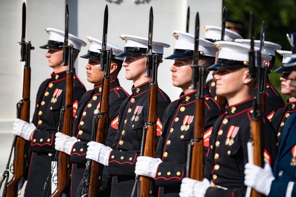 Danish Minister of Defence Morten Bødskov Participates in an Armed Forces Full Honors Wreath-Laying Ceremony at the Tomb of the Unknown Soldier