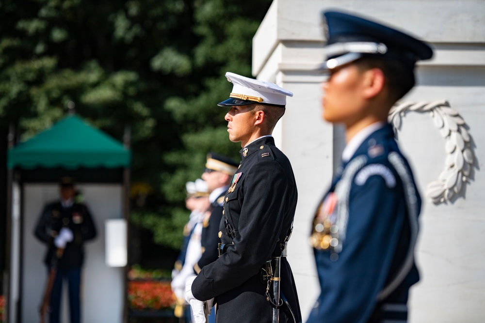 Danish Minister of Defence Morten Bødskov Participates in an Armed Forces Full Honors Wreath-Laying Ceremony at the Tomb of the Unknown Soldier