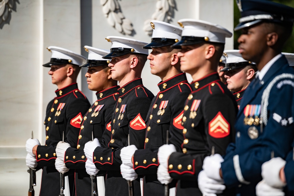 Danish Minister of Defence Morten Bødskov Participates in an Armed Forces Full Honors Wreath-Laying Ceremony at the Tomb of the Unknown Soldier