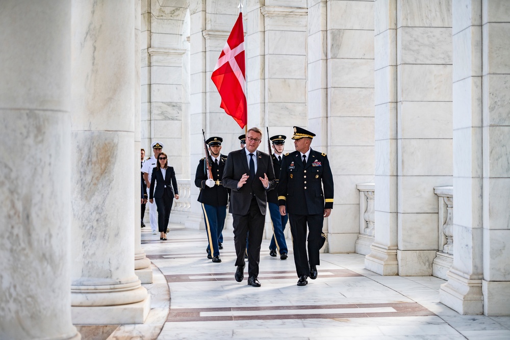 Danish Minister of Defence Morten Bødskov Participates in an Armed Forces Full Honors Wreath-Laying Ceremony at the Tomb of the Unknown Soldier