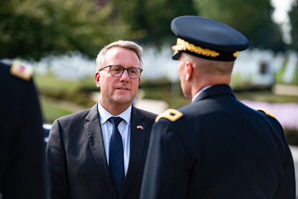 Danish Minister of Defence Morten Bødskov Participates in an Armed Forces Full Honors Wreath-Laying Ceremony at the Tomb of the Unknown Soldier